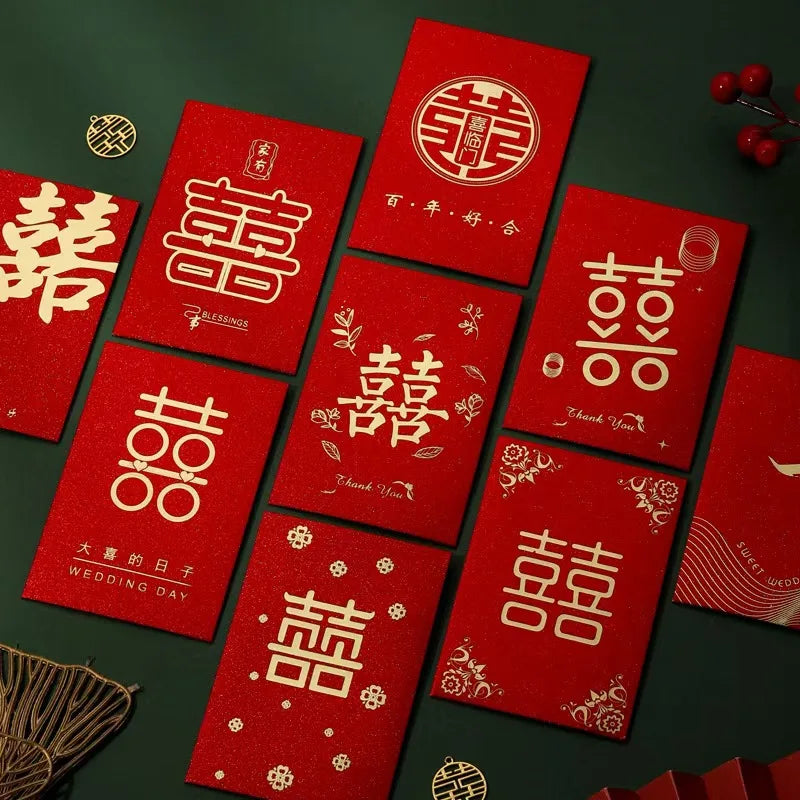 60pcs Chinese Red Envelopes Red Pocket Wedding HongBao Paper Lucky Money Envelope for Wedding Newlyweds Bride Groom