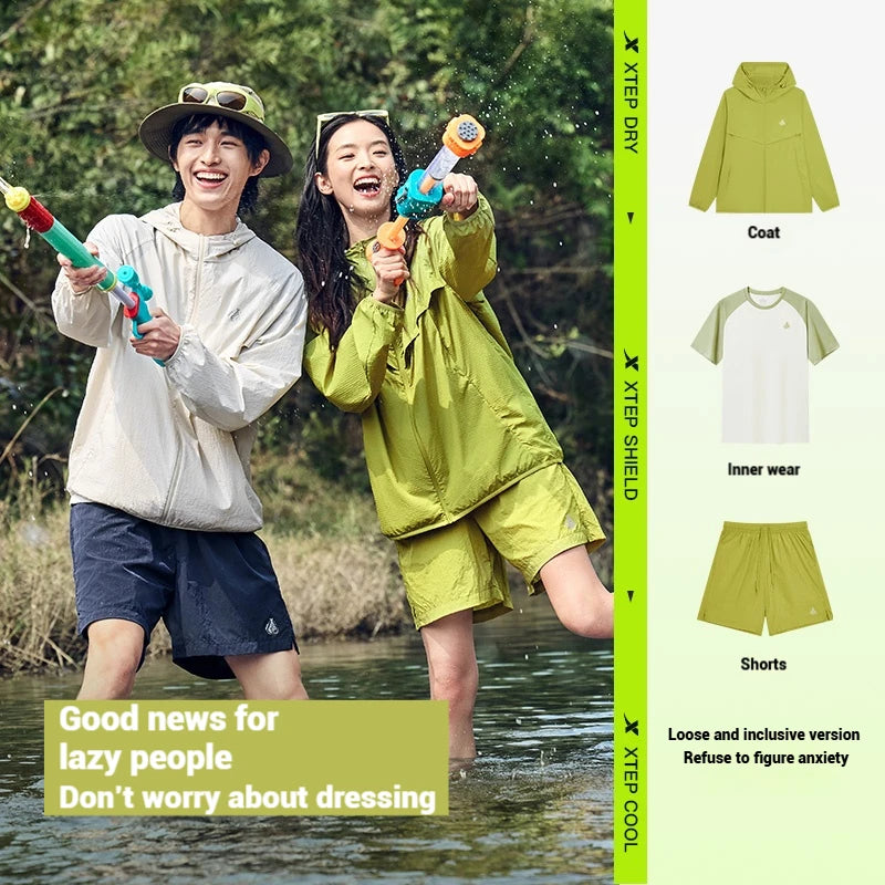 Xtep Waterplaying Outfit Sunscreen Coat 2025 Spring Waterproof UV Protection Quick-dry Loose Cool Hood Pocket 875227140011