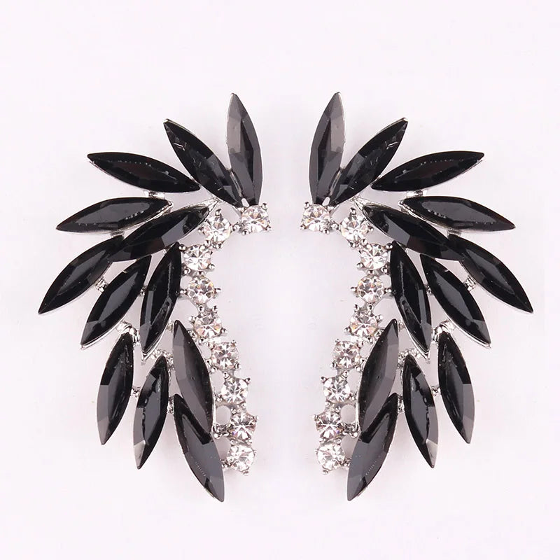 LUBOV 3 styles Colorful Wings Stud Earrings Acrylic Crystal Stone Women Piercing Earrings Trendy Wedding Jewelry Christmas Gift