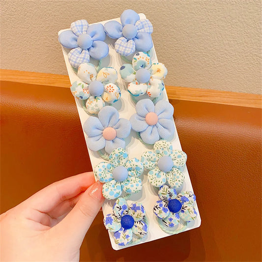 10Pcs/Set Chiffon Flower Hair Tie Girls Ponytail Elastic Hair Bands Kids Hair Accessories Children Hair Ties Baby Headwear