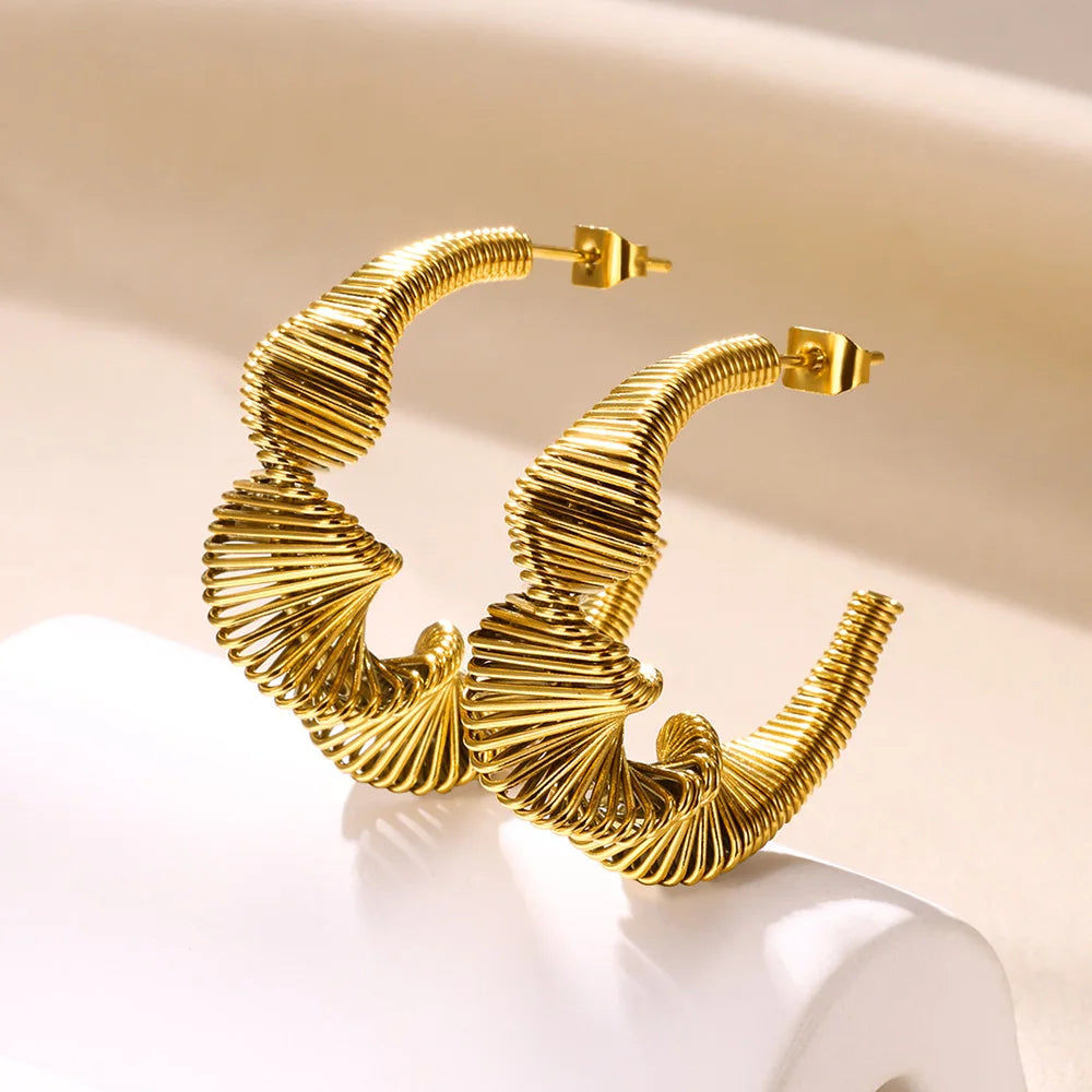 Bow Earring Butterfly  Aretes Stainless Steel Earrings For Women Spring Coil Twisted Earring Brincos Christmas Party Jewelry