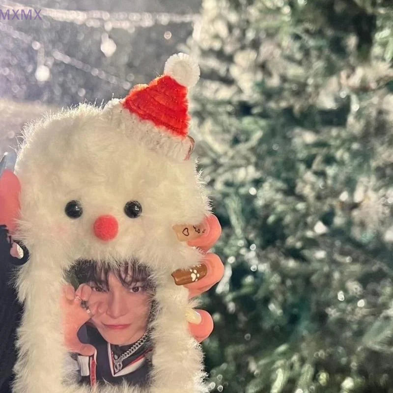 Cute Cartoon Christmas Snowman Plush Photocard Case Photo Card Holder Portable INS Card Case Students Photos Protective Cover