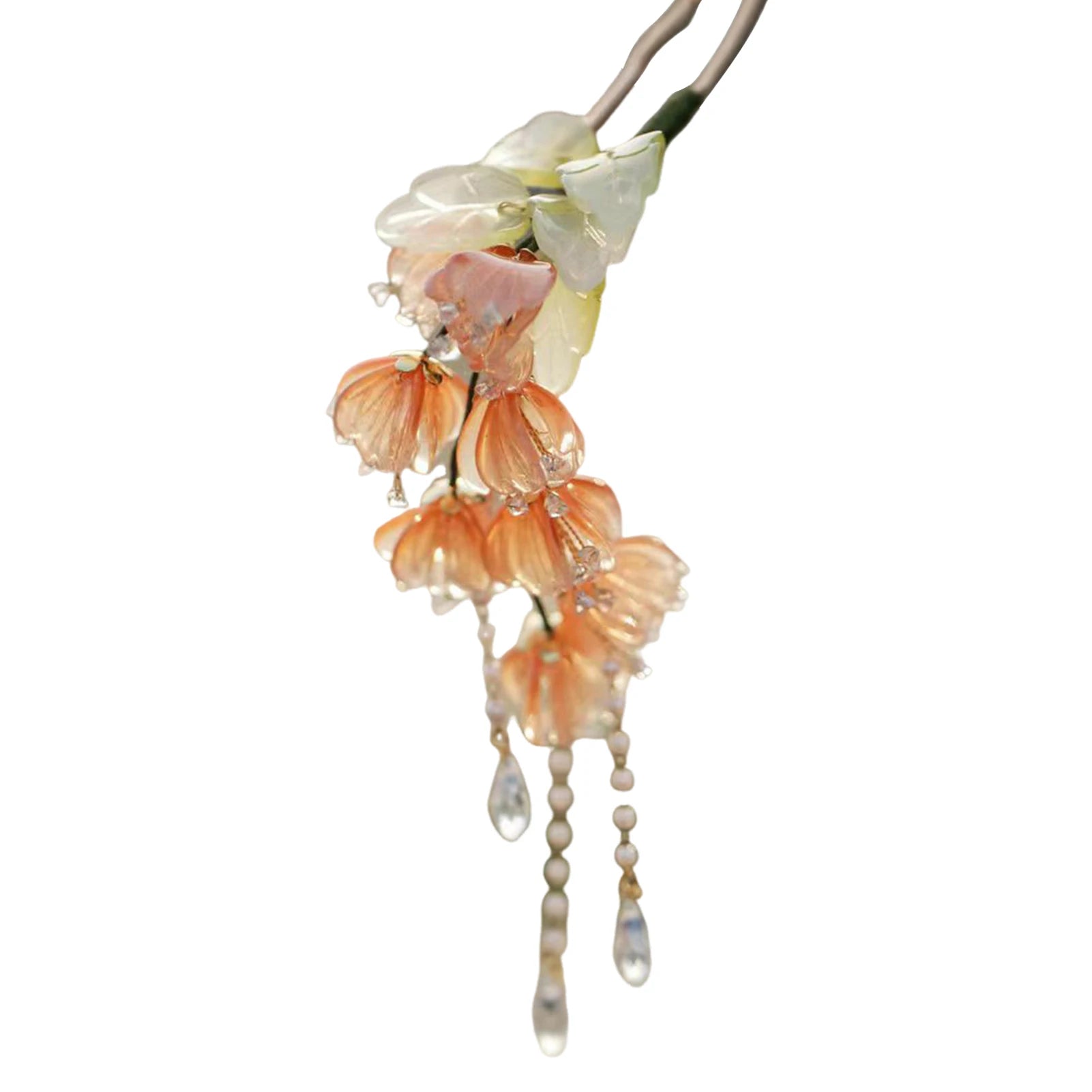U Shaped Hair Sticks Forks New Chinese Style Flower Leaf Hairpins Side Clips Pearls Tassel Decor Women Chignon Hair Jewelry