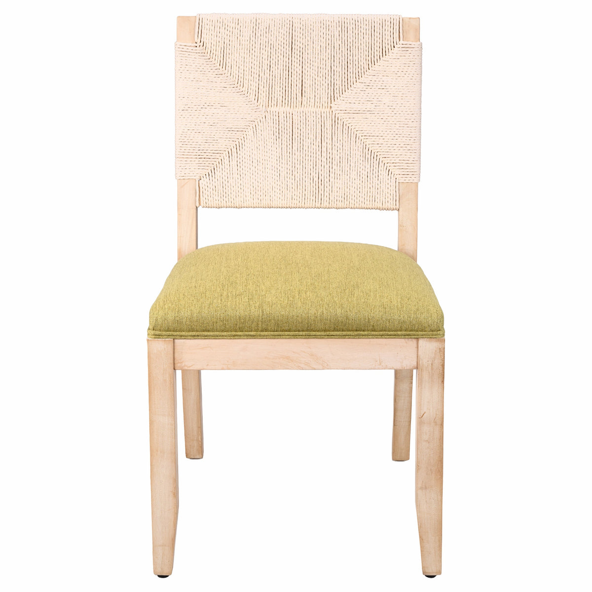 Dining Chairs Set of 2 with Woven Rope Backs and Linen Seats, French