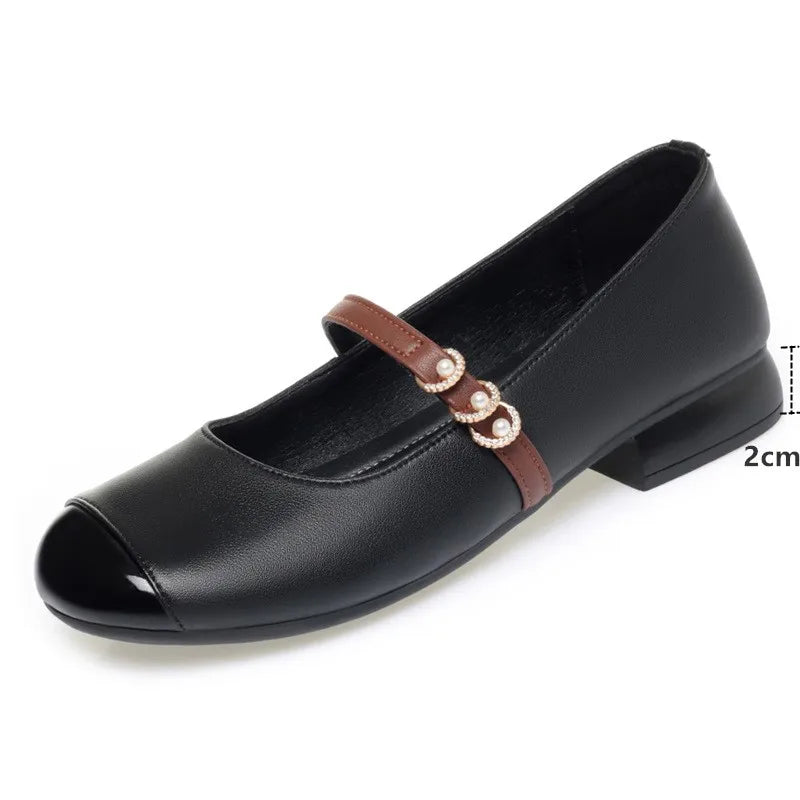 AIYUQI Mary Jane Shoes Women's Autumn 2025 New Genuine Leather Women's Work Shoes Large Size Square Toe Sampers Women's Shoes
