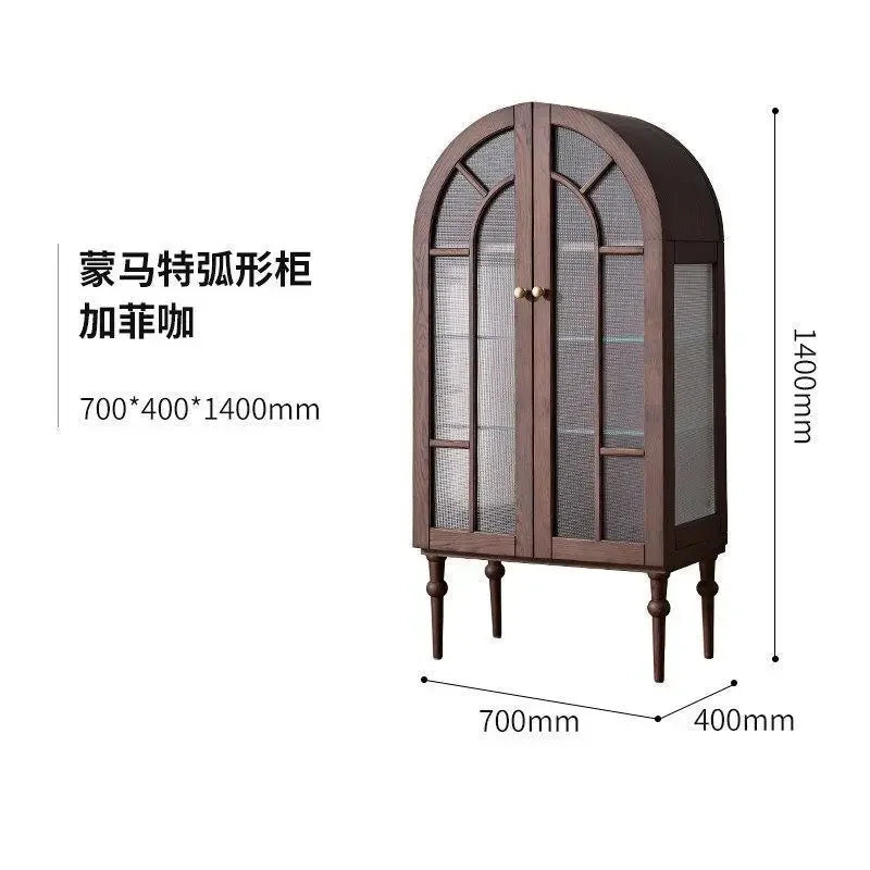 Medieval American side cabinet, black wine cabinet French retro Montmartre curved cabinet