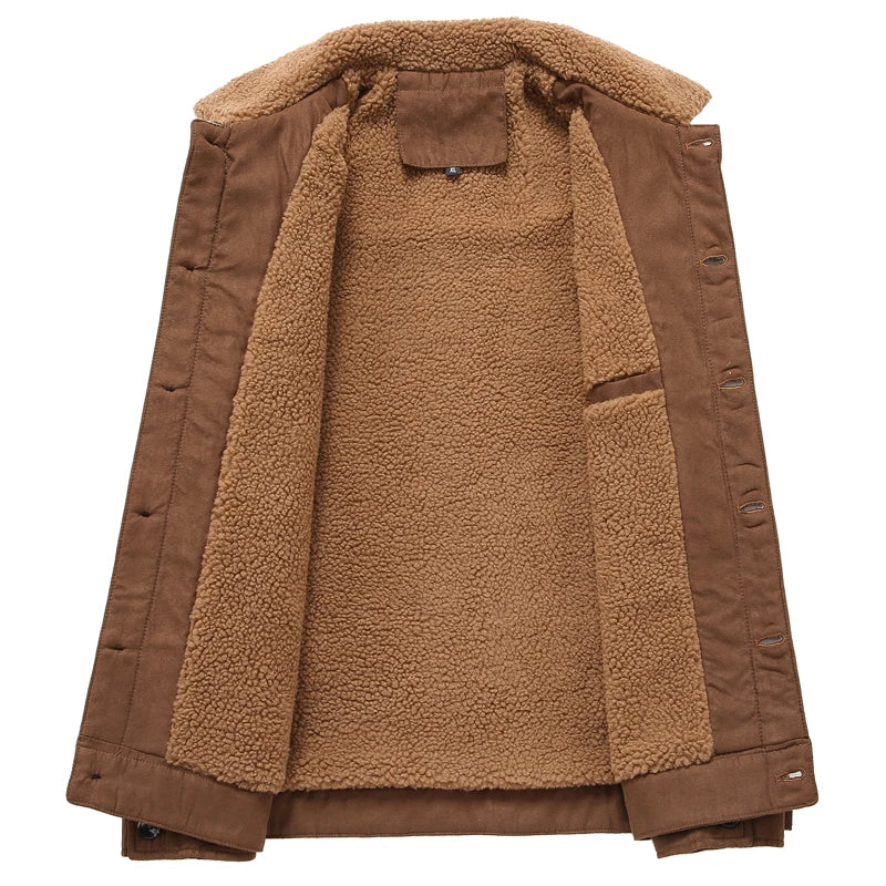 Men's Suede Jacket Autumn Retro Bomber Jacket Fashion Vintage Winter Fleece Jacket Men Parkas Outerwear Thick Warm Coat Clothing