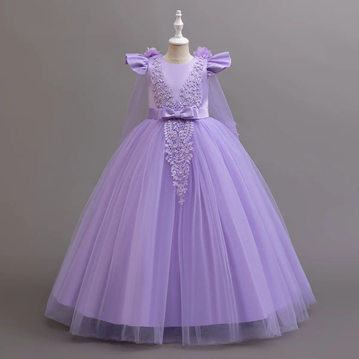 New Long Elegant Dress for Young Girls Flower Girl Princess Dresses White Formal Clothes From 4 to12 Years