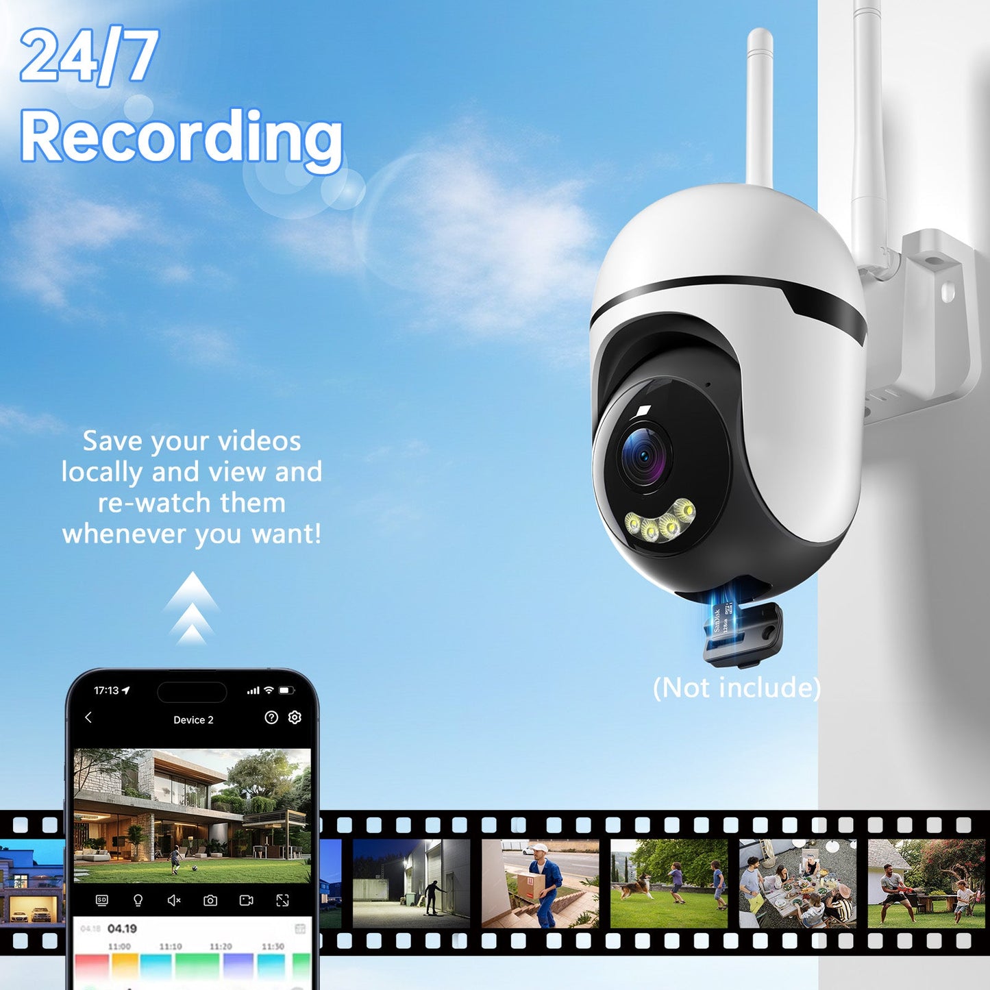3MP PTZ Wireless Indoor Outdoor Mini Camera CCTV Network Security