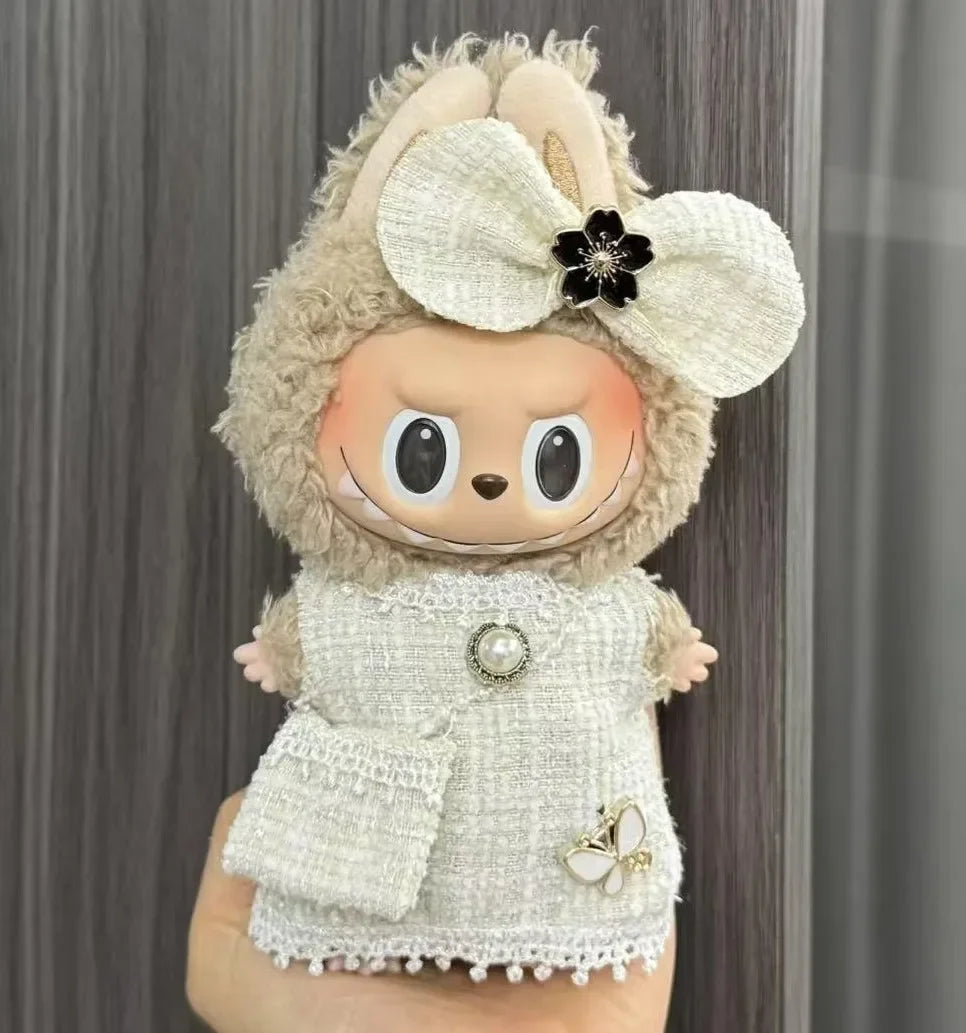 For Labubu Doll Outfit Accessories Black & Pink & White Style Little Wind Suspenders Dress Fashionable New Baby Doll Clothes