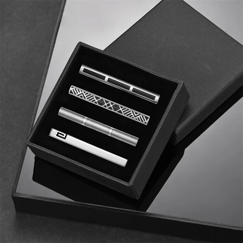 Tie Clip For Men Business Party Minimalist Tie Clips And Cufflinks To Man Shirt Gift Box Jewelry Men's Cuff Man Fashion Lawyer