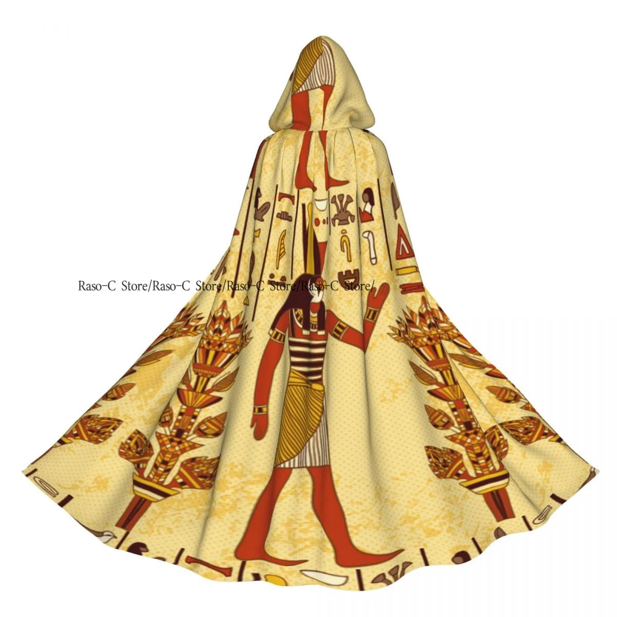 Unisex Adult Vintage Egyptian God Hieroglyphs Cloak with Hood Long Witch Costume Cosplay