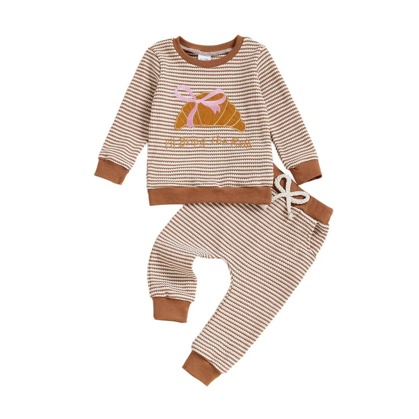 Girls 2-Piece Outfit Embroidered Floral Long Sleeve Top with Ruffled Hem and Cozy Corduroy Pants Set for Fall