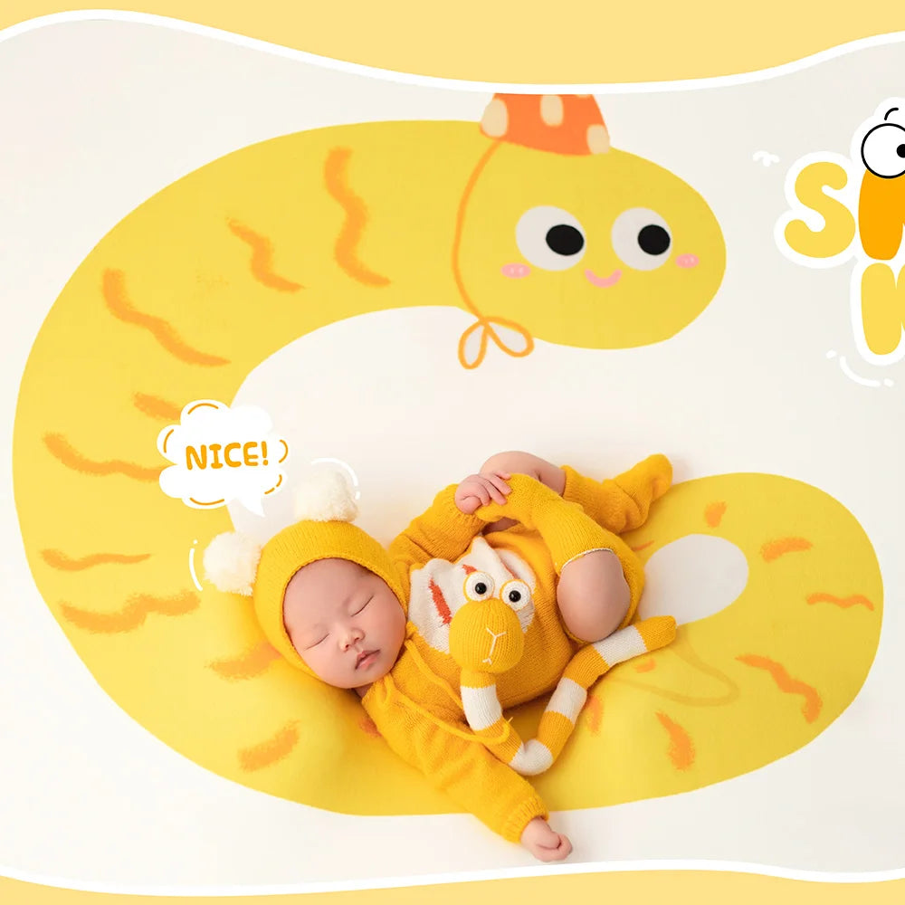 Baby Snake Cosplay Costume Hat+Knitted Jumpsuit with Tail Photography Clothes Cartoon Animal Background Cute Snake Theme Props