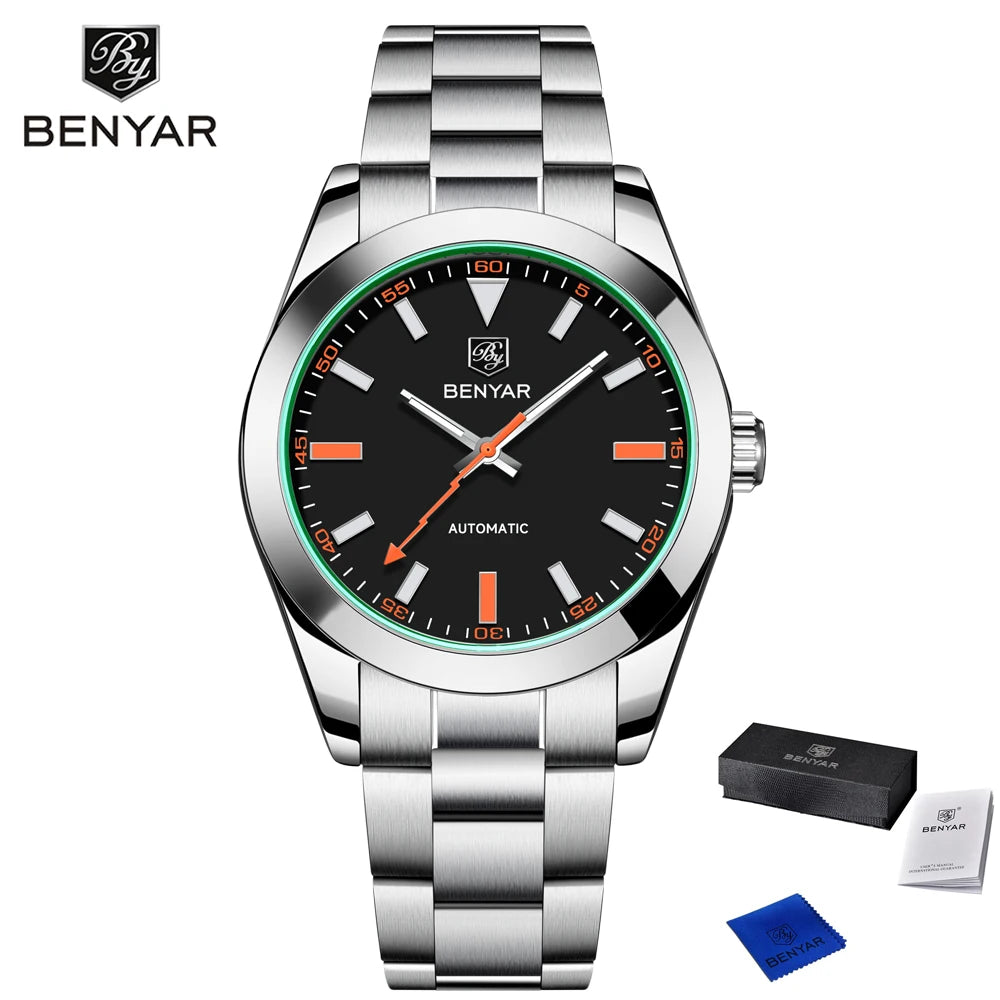 2025 New BENYAR Men's Watches Luxury Mechanical Wristwatches Automatic Watch For Man Luminous Waterproof Clock Men Gift With Box