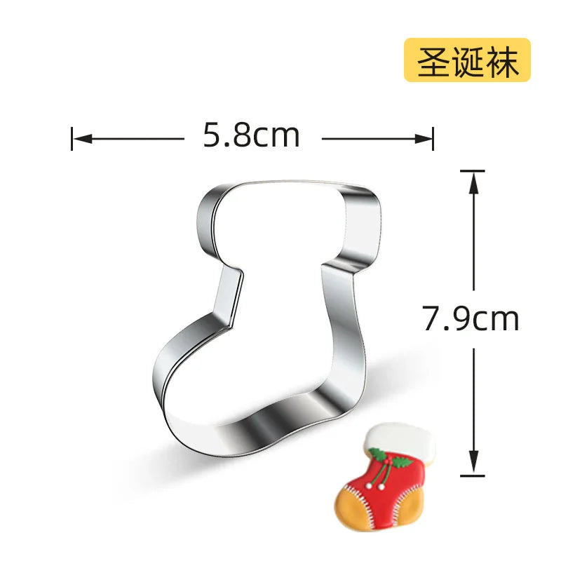 Christmas Cookie Cutter Stainless Steel Biscuit Mold Baking Tool Christmas Theme Snowflake Santa Claus Cake Biscuit Mould M542