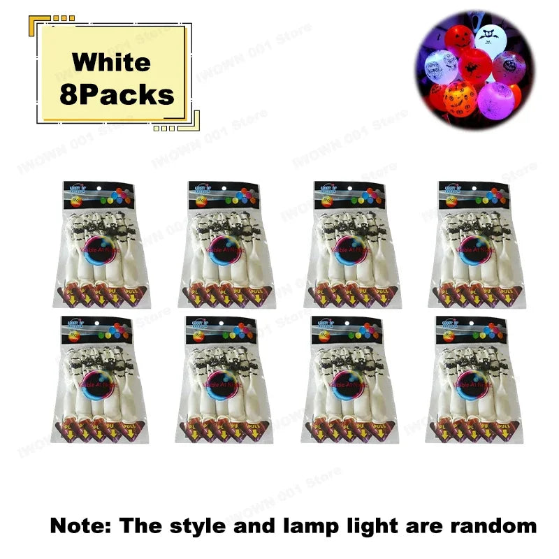 12 Inch Halloween Pumpkin Latex Balloons With Light LED Glow In The Dark Pumpkin Ghost Balloons Halloween Party Decorations