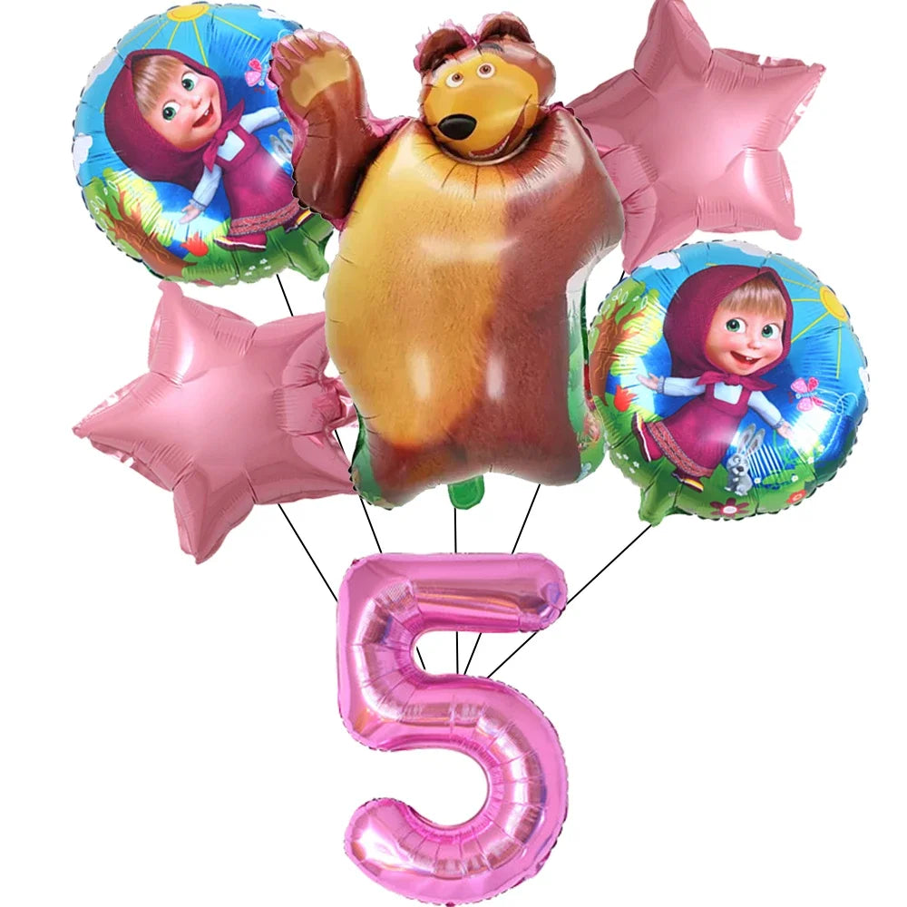 Cute Mashas and the Bear Party Balloons Party Decorations Cartoon Bear Party Favors Baby Shower Gifts For Kids Birthday Party