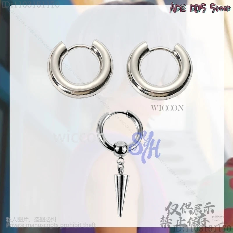 Anime Movie Demon Saja Boy Cosplay Mystery Purple-gray Wigs Curling Hair Accessories Synthetic Short Straight Hair Halloween Cos