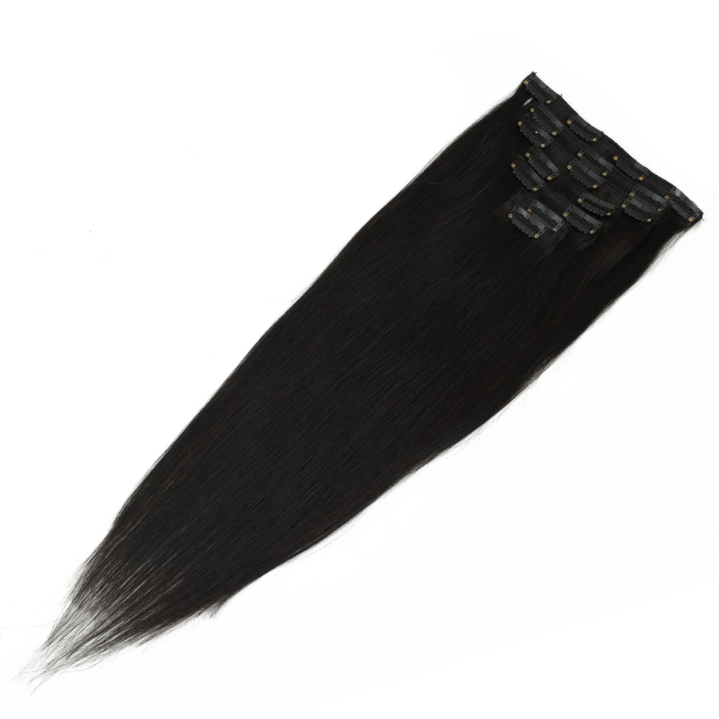 Dark Brown Clip in Hair Extension Human Hair Real Natural  Hair Extension Double Weft Full Head 7PCS Clip Ins For Add Volume