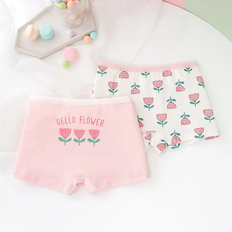 2Pcs Baby Girls Panties Sets Cotton Kids Underwear Clothes Cute Cartoon Toddlers Shorts Underpants Children Panties 3-11years