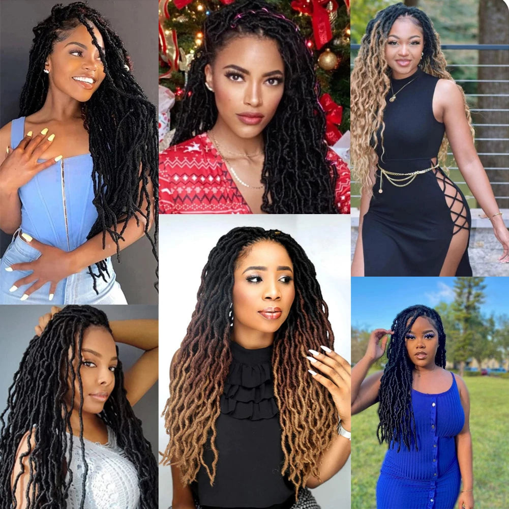 Goddess Faux Locs Crochet Synthetic Hair Soft Curly Dreadlocks Hair Extensions Braiding Hair Ombre Crochet Locs Wholesale Braids