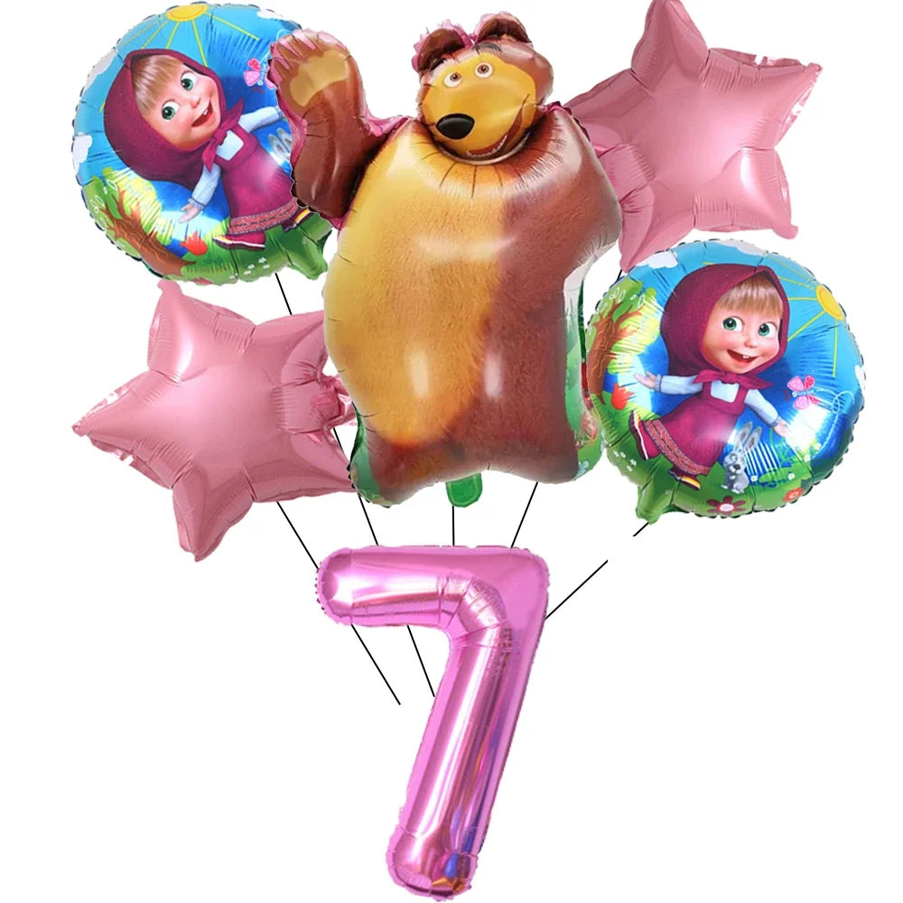 Cute Mashas and the Bear Party Balloons Party Decorations Cartoon Bear Party Favors Baby Shower Gifts For Kids Birthday Party