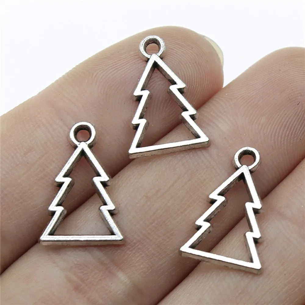 20pcs Christmas Tree Charms Antique Bronze Silver Color Pendants Making DIY Handmade Craft