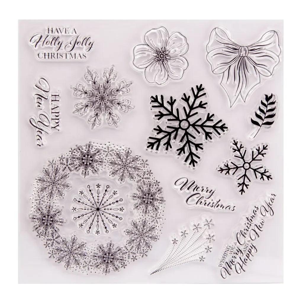 Snowflake Christmas Metal Cutting Dies and Clear Stamps for DIY Scrapbooking Crafts Card Making Photo Album Sheet Decoration