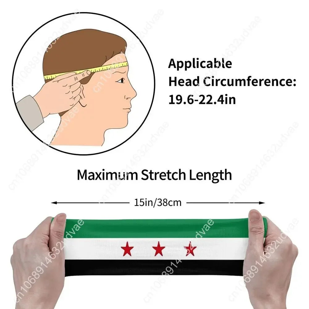 Syrian Sport Sweatbands Flag of Syria Sweat Headband Gym Fitness Hair Bandage Anti-slip Hair Sweat Bands