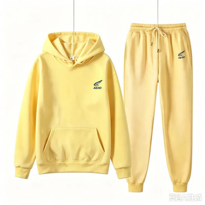 2026 Spring and Autumn Women's Casual Two-Piece Hooded Sweatshirt Women's Street Fashion Printed Sports Suit