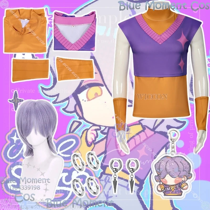 Mystery Saja Boys Cosplay Movie Kpop Demon Anime Suda Pop Stage Uniform Purple Vest Yellow Sleeve Korea Boys Group Halloween Cos