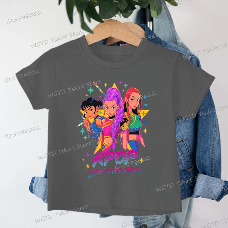 Children's Clothing KPop Demon Hunters Fashion Casual Tops 2025 Hot Movie Soft Cotton Baby Girls T Shirt Fans Gifts Kids Clothes