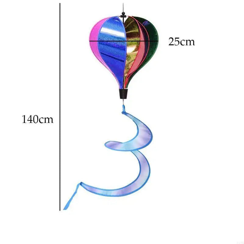 F19B Rainbow Hot Balloon Sequins Windsock Striped Wind Spinner Outdoor Decor