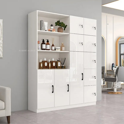Customized barber shop towel cabinet Beauty salon product display cabinet Hair shop locker Customer deposit box with lock