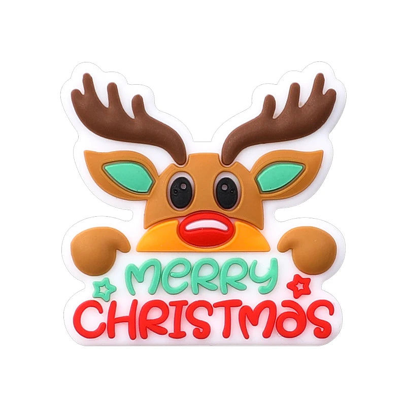 5/10Pcs Silicone Beads Christmas Day Theme Focal Beads for Jewelry Making DIY Beaded Pen Keychain Jewelry Accessories Gift