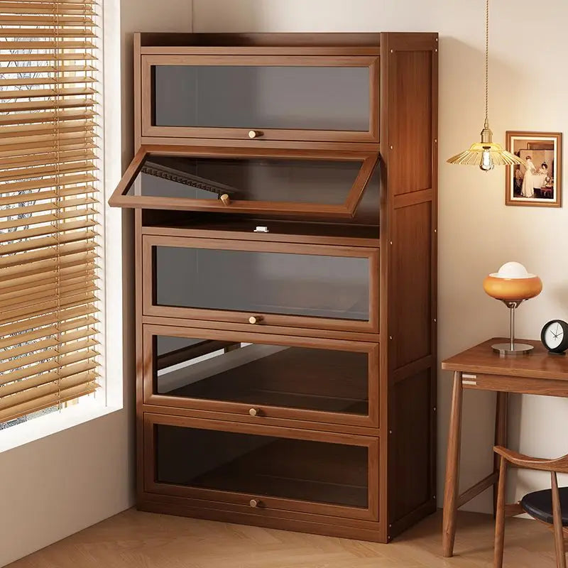 Multi-functional BambooBookcase LargeCapacity Wooden Bookshelf Storage Cabinet Display Rack Home Furniture for Living RoomOffice