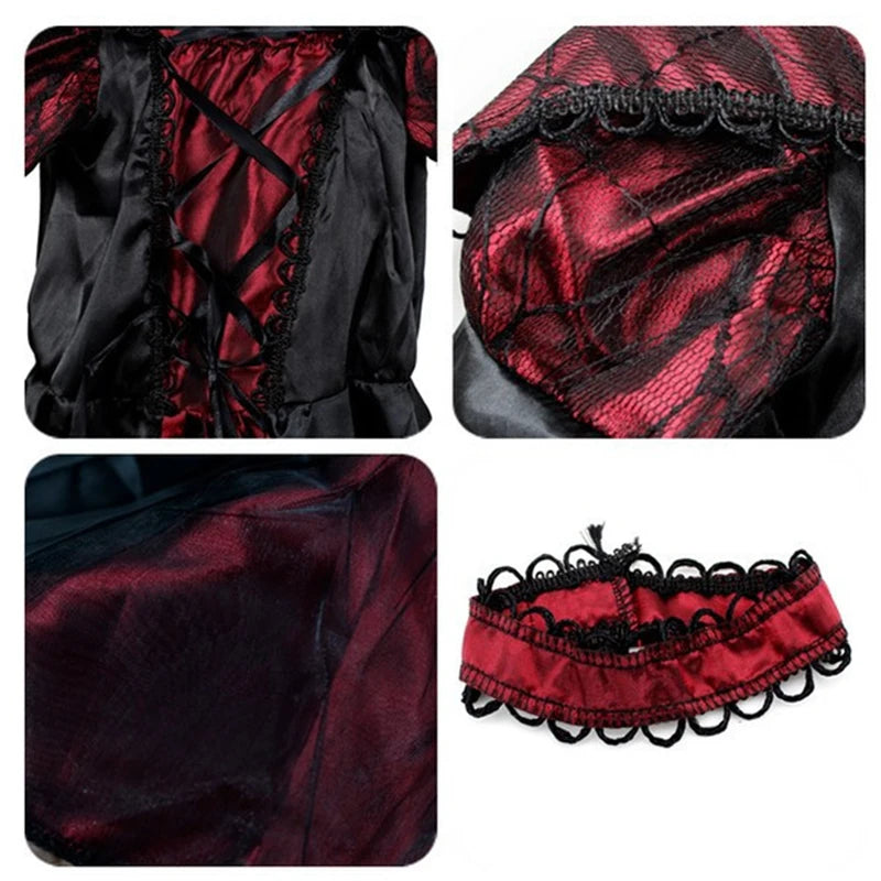 Baby Girls Halloween Ghost Bride Costume Children Cosplay Vampire Princess Dresses Kids Dress Clothes Gothic Carnival Party Gift