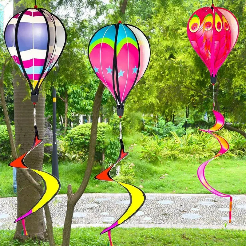 Hot Air Balloon Wind Spinners Colorful 3 Pieces Wind Spinners Garden Decorations For Lawn Patio Seasonal Decor Autumn Easter