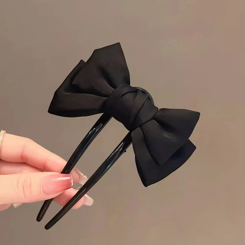 Chic Korean-Style Bow U-Shaped Hair Clip Set  Elegant Updo Barrettes for Women Bridal Daily Use Hair Accessories Embellishments