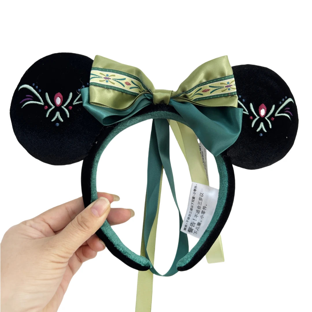 Disney Princess Mickey Mouse Headband Mickey Ear Rapunzel Snow White Sequin Bow Hair Hoop Gift Girl Accessories Christmas Gift