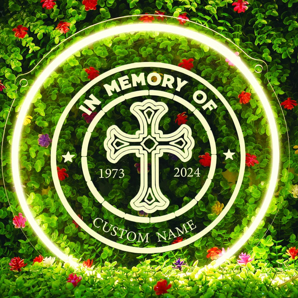 1PC Round Shape Crucifix Personalized Text USB Power Neon Led Sign Acrylic Lamp for Home Decoration Cool Gifts for Wall Hanging