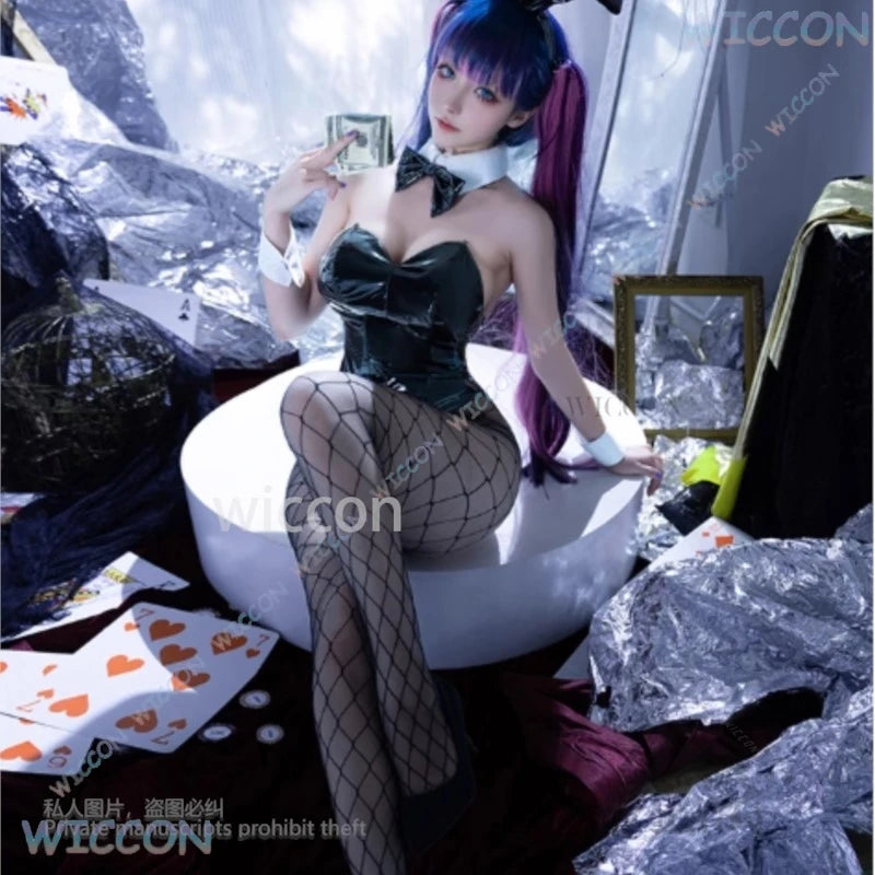 Bunny Girl Jumpsuit Sexy Anime Panty && Stocking Cosplay Panty Anarchy Costume With Garterbelt Full Set Outfits Women Customized