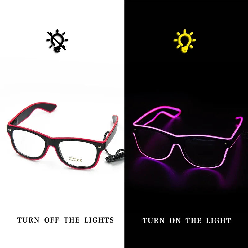 1PC Flashing EL Wire Led Glasses Luminous Party Decorative Lighting Classic Novelty Gift Bright LED Light Up Party SunGlasses