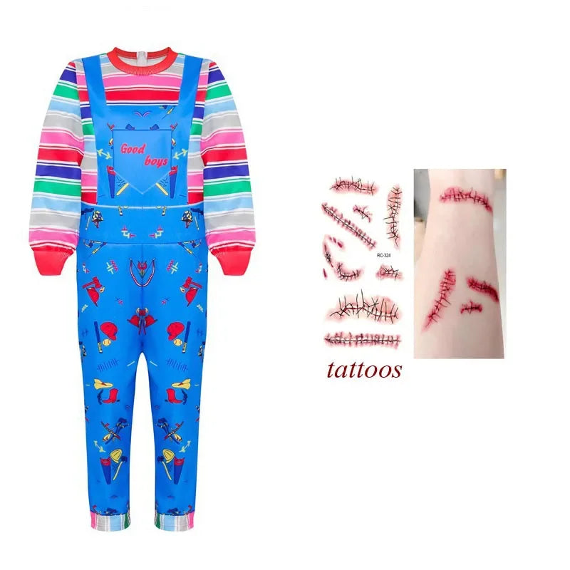 Halloween Child's Play Cosplay Bride of Chucky Costume for Kids Boy Girls Funny Horror Scary Birthday Party Christmas Costume