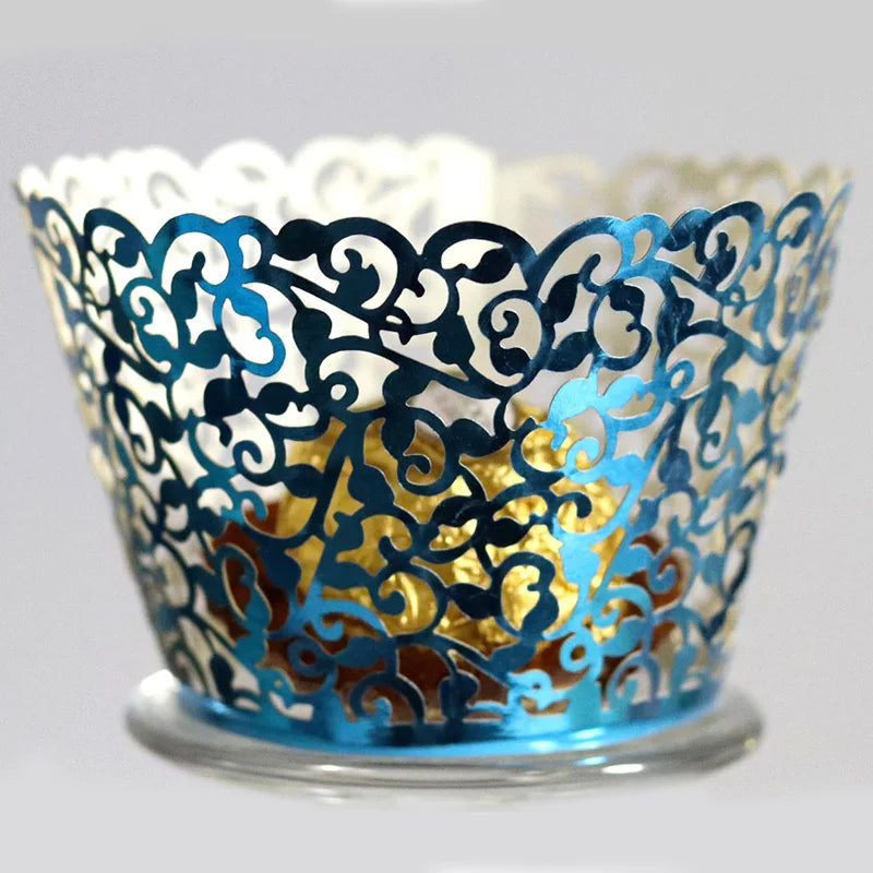 50pcs Lace Cupcake Wrapper Hollow Muffin Cupcake Paper Cups For Baby Shower Wedding Birthday Party Baking Fondant Dessert Decor