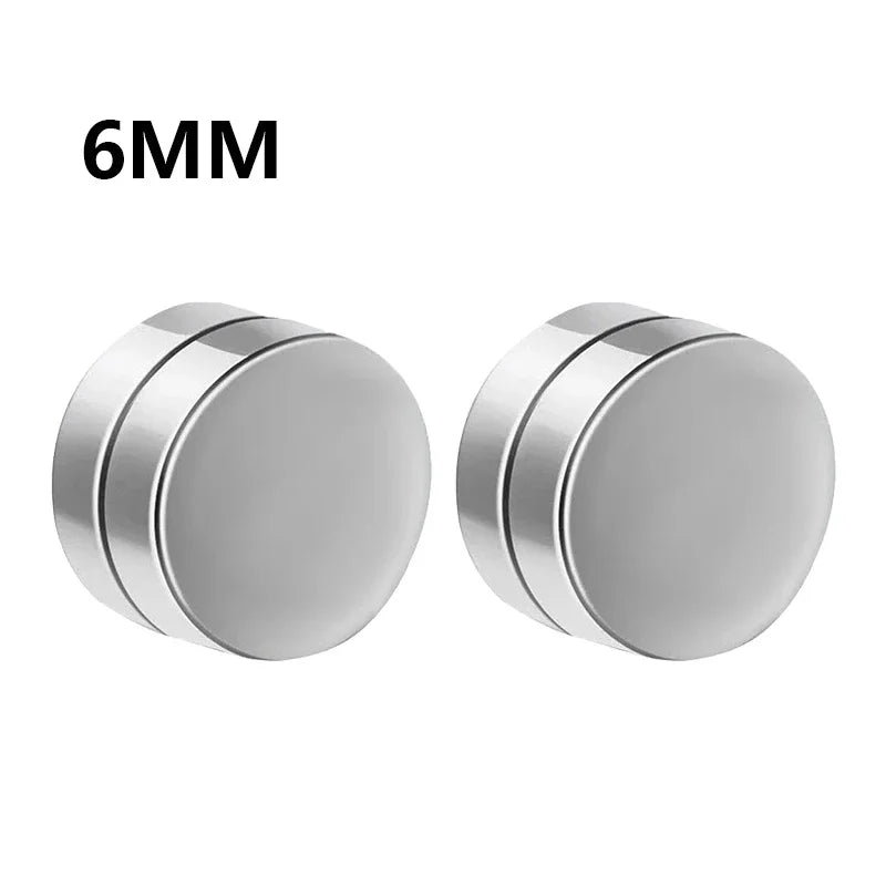 6 Pcset Crystal Strong Magnetic Ear Stud Clip Earrings for Men and Women Punk Round Zircon Magnet Earrings Non Piercing Jewelry