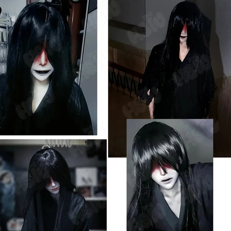 Mr Crawling Cosplay Wig HSIU Long black hair Heat Resistant Synthetic Wig Game Homicipher Scarletella Mr Crawling Cosplay Wig