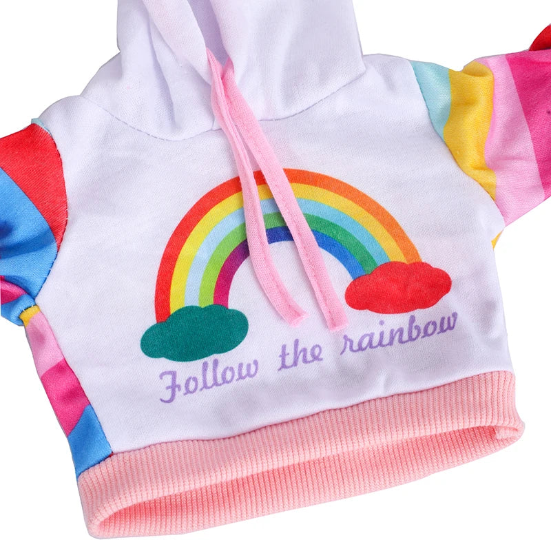 43 cm Doll Outfits Rainbow Hoodies and Pants Fashion Reborn Doll Suit Clothes for Baby Born18 Inch Dolls Birthday Festival Gift