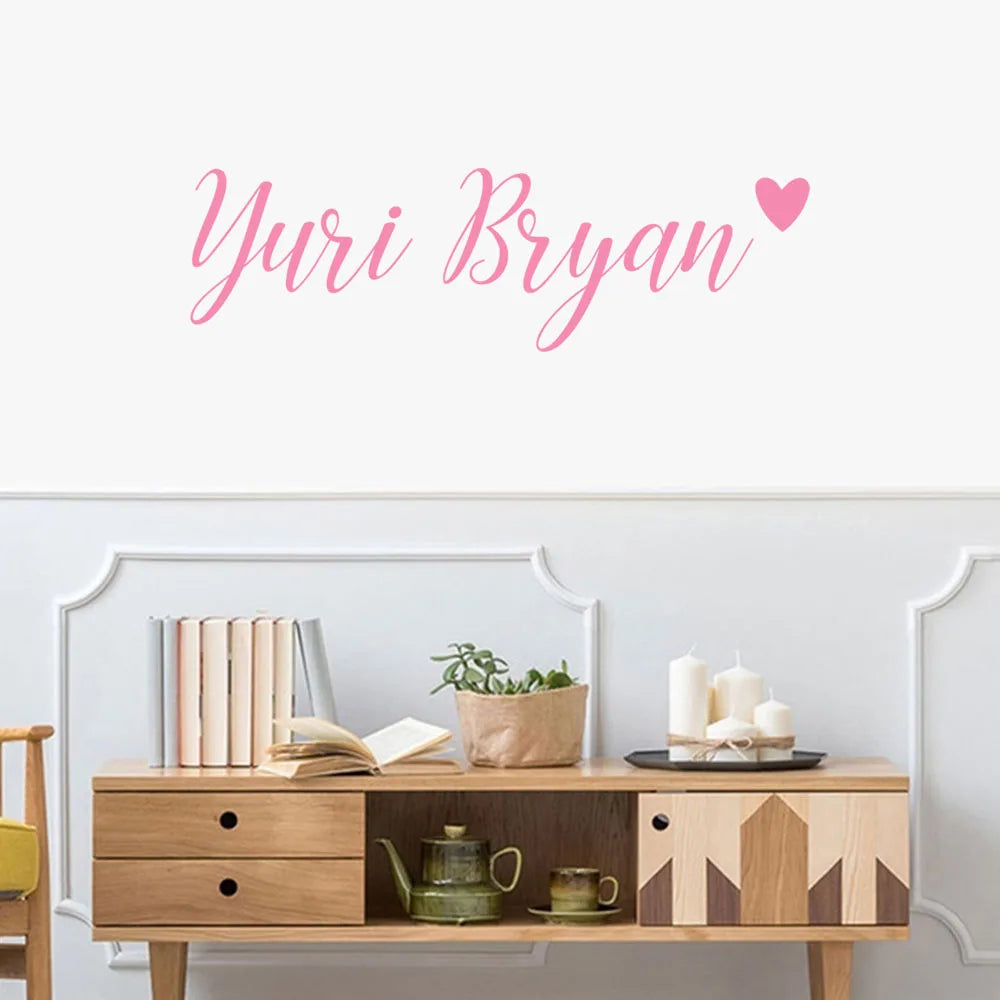 1pc Creative Customized Name Love Style Art Decor Wallpaper Wall Sticker Removable Wall Stickers Diy Wallpaper for Living Room D